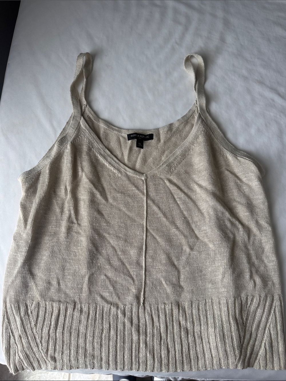 Banana Republic Cream Knit V-Neck Tank